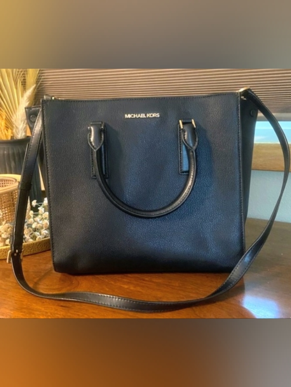 NWT💕Michael Kors Alessa 2019 Black Pebble Leather Satchel with Shoulder Strap - Picture 9 of 12